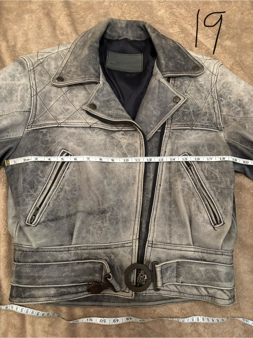 Vintage 90’s Schuh Distressed Gray Leather Motorcycle Jacket Size XS - Picture 16 of 16